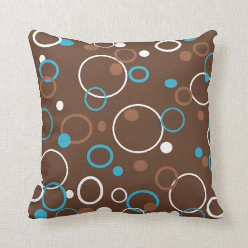 Brown Turquoise and White Circles Throw Pillow Zazzle