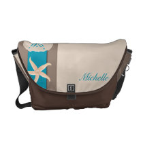 Brown Turquoise Band Starfish Messenger Bag messenger bags