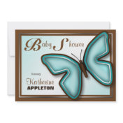 Brown Turquoise Butterfly Baby Shower Invitations