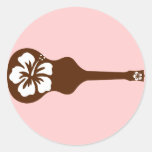 Brown Ukulele aloha flower design Stickers