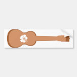 Brown Ukulele and white hibiscus Bumper Sticker