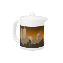 Brown Urban City Sprawl Grunge teapot teapots