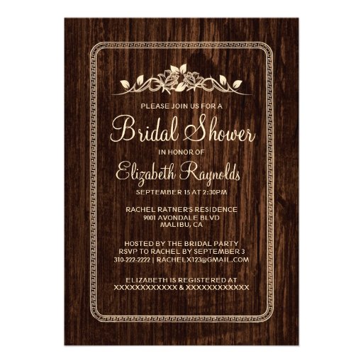 Brown Vintage Barn Wood Bridal Shower Invitations