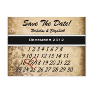 Brown Vintage Damask Save the Date postcard