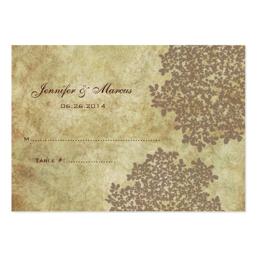 Brown Vintage Floral Seating Card Business Card Template (front side)