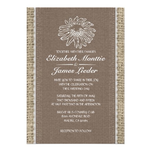 Brown Vintage Lace Wedding Invitations