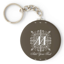 Brown Vintage Monogram Business Key Chain