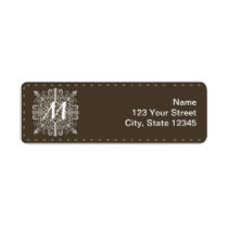 Brown Vintage Monogram Business Return Address Labels