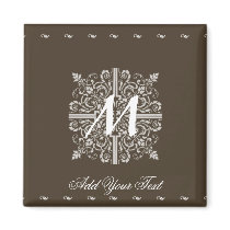 Brown Vintage Monogram Business Magnet