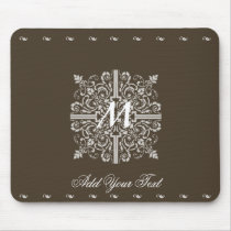 Brown Vintage Monogram Business Mouse Pad