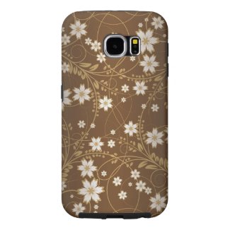 brown vintage swirl flowers and lines samsung galaxy s6 cases
