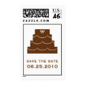 Brown wedding cake save the date wedding postage stamp