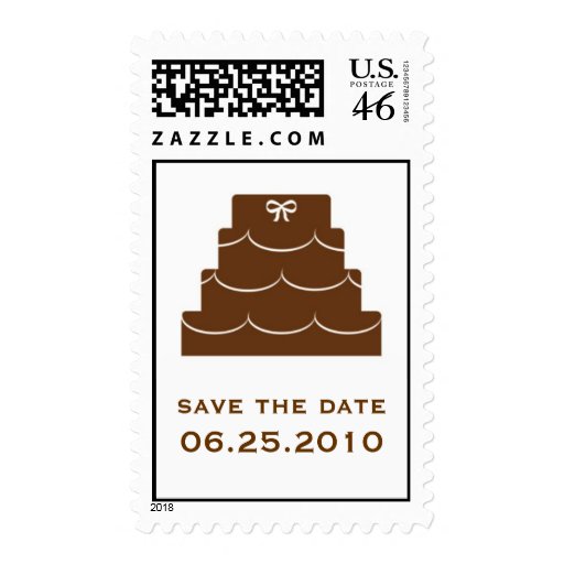 Brown wedding cake save the date wedding postage