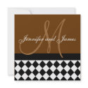 Brown Wedding Invitation Monogram Harlequin invitation