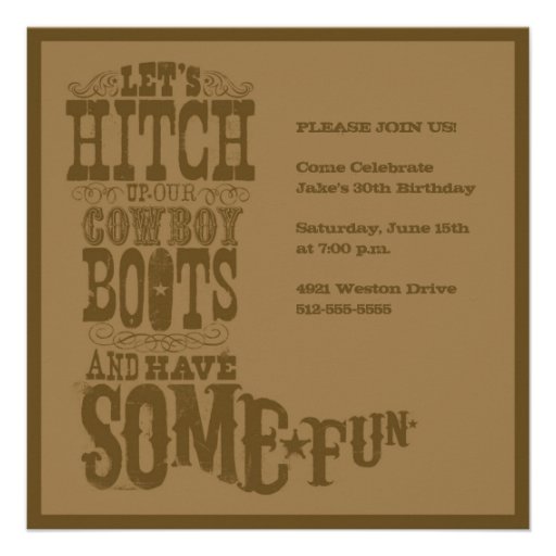 Brown Western Cowboy Boot Invitation