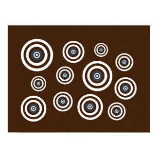 Brown, white & blue retro circles art canvas print print