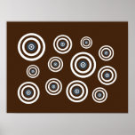 Brown, white &amp; blue retro circles art canvas print