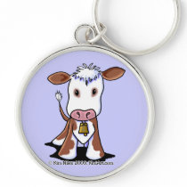 Brown & White Cow Keychains