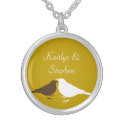 Brown white love birds pair keepsake chain jewelry necklace