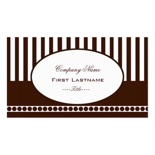 Brown & White Stripe Business Card (front side)