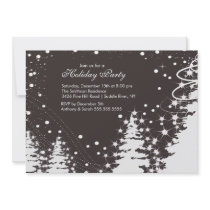 Brown & White Winter Holiday Party Invitation