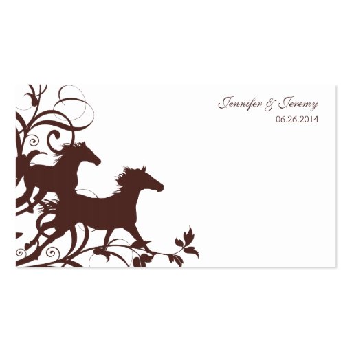 Brown Wild Horses Seating Card Business Card Template (back side)