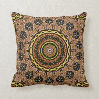 Brown with Yellow Accents Pattern Throw Pillow