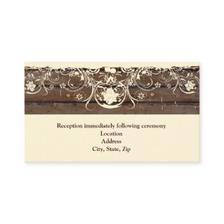 Brown Wood and Cream Lace Reception Enclosure Card