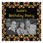 brown yellow circles custom invites