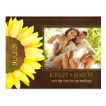 Brown & Yellow Fall Sunflower Photo Save the Date Postcards