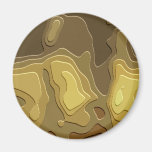 Brown Yellow Geometric Abstract Digital Art Magnets