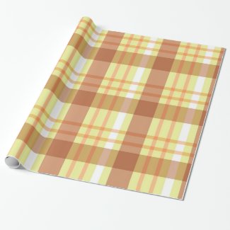 Brown yellow plaid pattern gift wrap