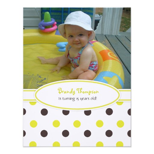 Brown & Yellow Polka Dot Party Invitation