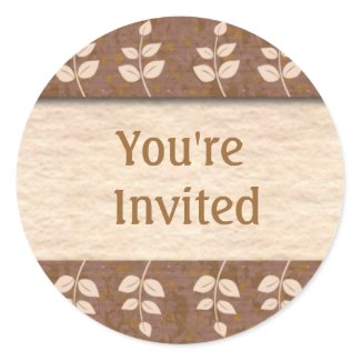 Brown You're Invited Envelope Seals Round Stickers sticker