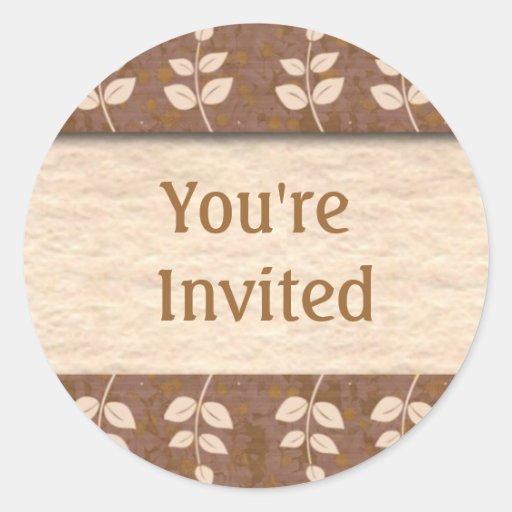Brown You're Invited Envelope Seals Round Stickers Zazzle