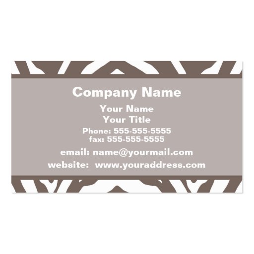 Brown Zebra Appointment Reminder Business Card (front side)