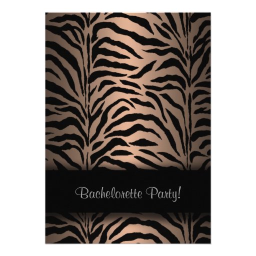 Brown Zebra Bachelorette Party Invitations