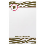Brown Zebra Print Monogram Stationery