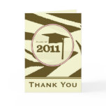 Brown Zebra Print / Pink Graduation Thank You 2011 Cards