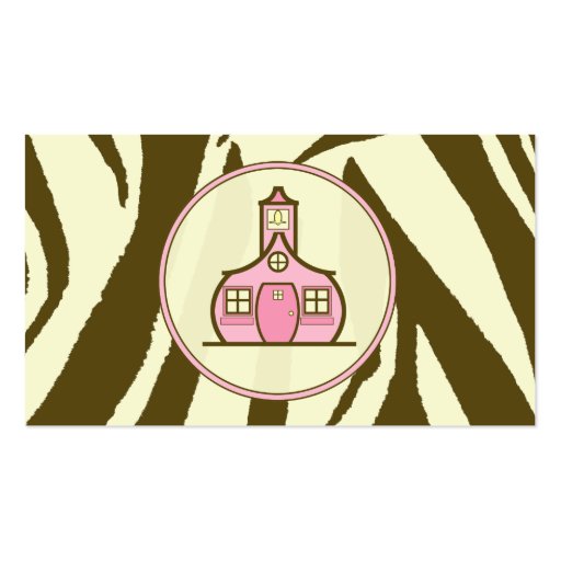 Brown Zebra Print / Pink  Teacher Business Card