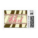 Brown Zebra Print with Pink Baby Postage Stamp stamp