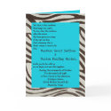 brown zebra, Turquoise wedding invitation cards