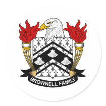 Brownell Family Crest stickers by coatsofarms Brownell Family Crest stickers