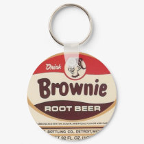 brownie root beer label enlarged keychain