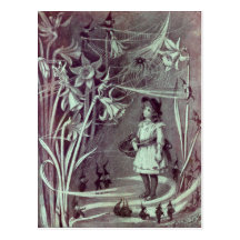 Brownies and Daffodils Antique Illustration Postcards