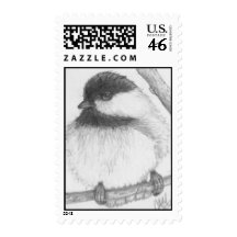 "Brrr It's Cold" Chickadee Bird First Class Stamp
