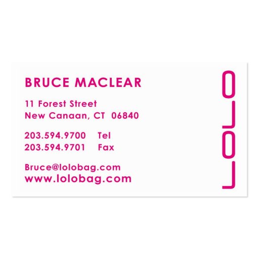 Bruce M. LoLo Biz Card Business Cards (back side)