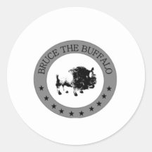 bruce the buffalo black and white logo sticker