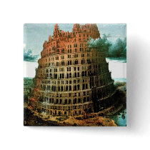 Bruegel's The "Little" Tower of Babel (circa 1563) buttons by MasterpieceGallery Bruegel's The "Little" Tower of Babel (circa 1563) buttons
