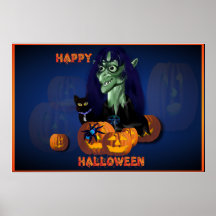 Bruja verde - poster del feliz Halloween